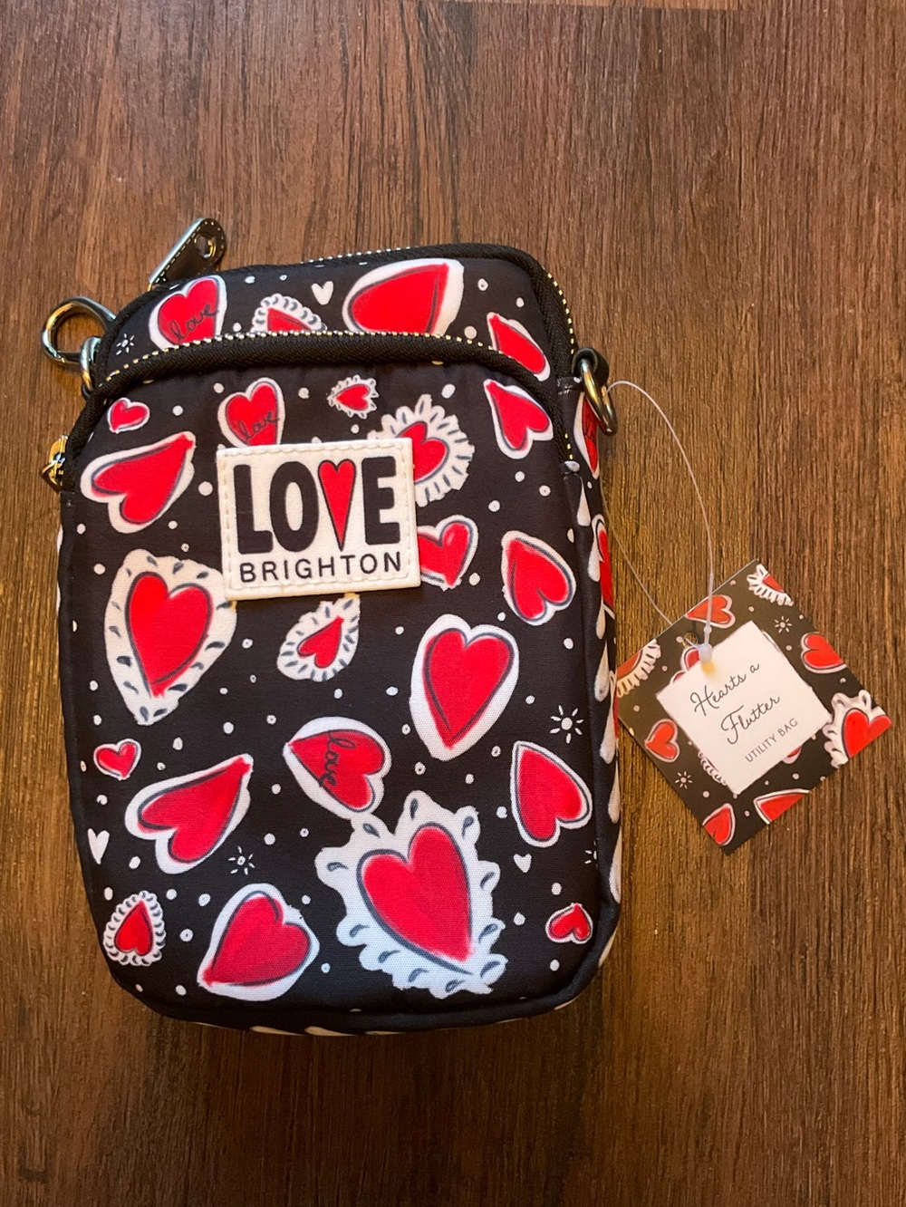 Brighton By Britney Drumheller Hearts A Flutter Utility Bag Red White Black